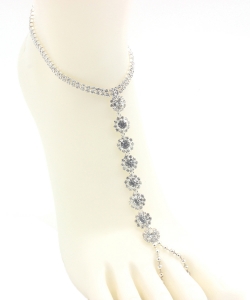 Rhinestone Point Toering Anklet AN300045 SILVER
